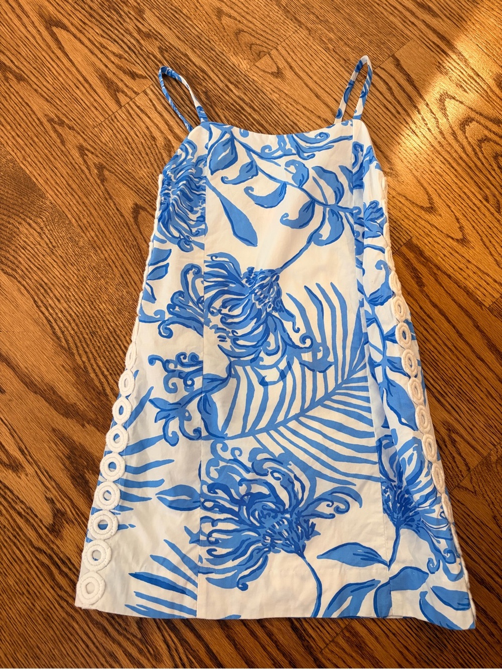 Lilly Pulitzer White & Blue Floral Spaghetti-Strap Dress